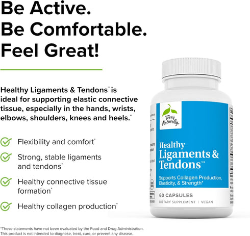 Terry Naturally Healthy Ligaments & Tendons - 60 Capsules, Supports Collagen Production, Vegan, Gluten Free