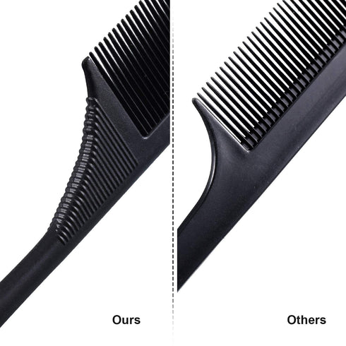 Leinuosen 10 Pcs Rat Tail Comb Styling, Carbon Heat Resistant Anti Static Teasing Comb, Black