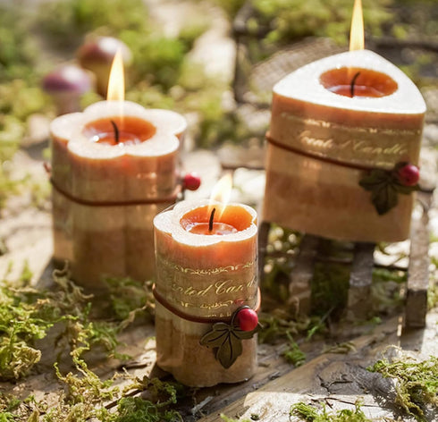 T-shin Flower Shaped Aroma Candle,Village Style Gradient Color Soy Wax Scented Candle for Table Photo Prop