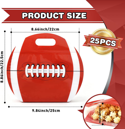 Nuanxinrouju 25pcs Football Snack Bags with Handles Reusable Ziplock Stand-Up Plastic,Party Favors Goodie Treat Bags