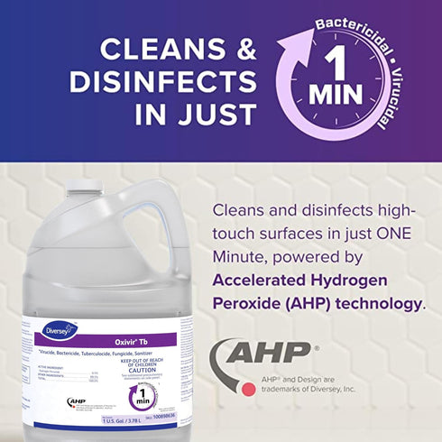 Oxivir Diversey 100898636 Tb One-Step Disinfectant Cleaner - Hospital Grade Accelerated Hydrogen Peroxide, 1-Gallon