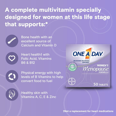 One A Day Women's Menopause Multivitamin with Vitamin A, C, D, E, and Zinc for Immune Health Support