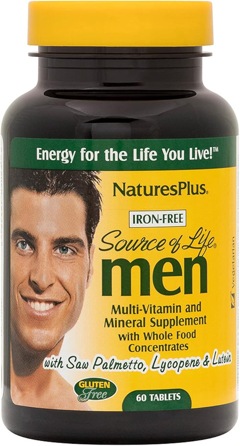 Natures Plus Source of Life Men Multivitamin, 60 Vegetarian Tablets for Natural Energy Production
