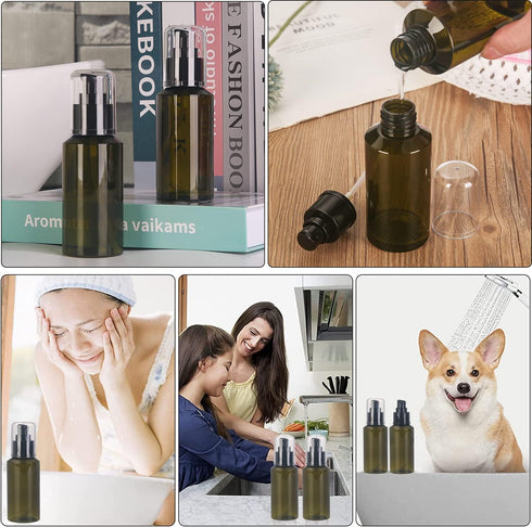 Sookdeo Mini Dispenser, Portable Refillable Bottle with Pump & Lid for Travel, 10 Pack, 3oz, 100ml (Green)