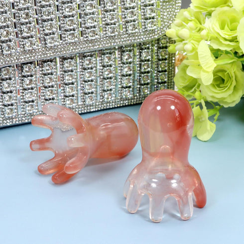 yeloumiss 2 Pack 8 Octopus Head Massage Comb Pink Manual Scalp Massager for Headaches Migraines Stress Relief Point