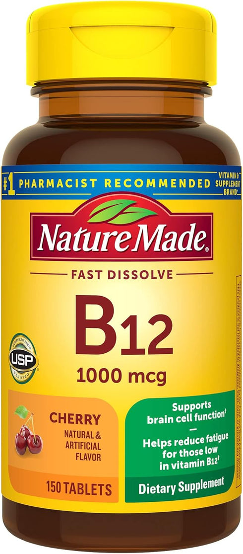 Nature Made Vitamin B12 1000 mcg - Easy to Take Sublingual B12 for Energy Metabolism Support, 150 Sugar Free Tablets