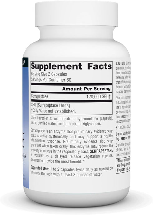 Source Naturals Serrapeptase, Delayed Release Enzyme, 120 Vegetarian Capsules