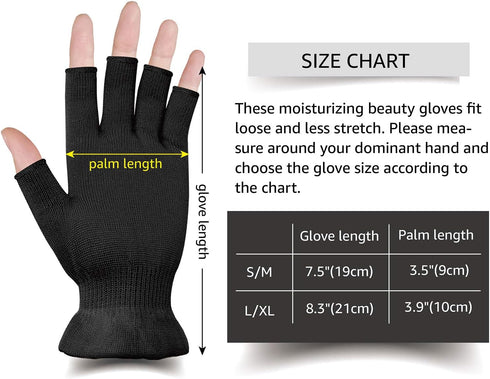 MIG4U Fingerless Moisturizing Gloves, Half Finger Touchscreen Beauty Glove for Eczema, Black