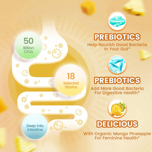 Gummies Gummies, Gummy, VivoNu Pineapple for Women Ph, Women Probiotic Feminine Balance Mango Pineapple Viginal