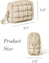 Quilted Makeup Bag Cosmetic Bag, Travel Toiletry Bag for Women, Cute Makeup Bag Organizer Puffer Makeup Pouch (M, Beige)