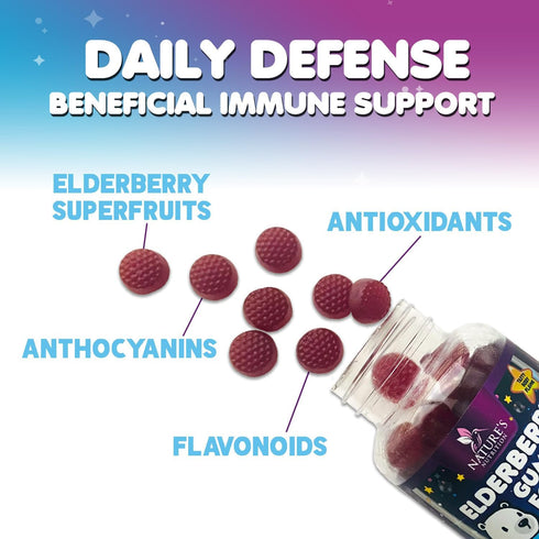 Children's Daily Immune Support Gummies, Real Elderberry + Vitamin C & Zinc for Healthy Immune System, 120 Gummies