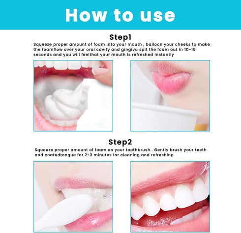 Teeth Whitening Mousse - Refreshing Breath Deep Cleaning Foam Toothpaste Natural Mouth Wash Water, Ultra Fine Mousse