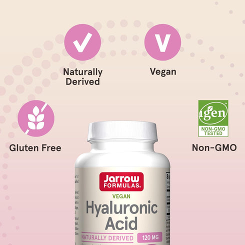 Jarrow Formulas Hyaluronic Acid - 120 mg, 120 Veggie Capsules - Dietary Supplement for Skin Health Support, Up to 60