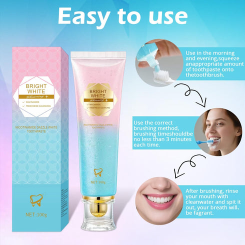 KUKSY (3) Niacinamide Whitening Toothpaste, Niacinamide Toothpaste Intensive Whitens Teeth, Protects Enamel, Removes