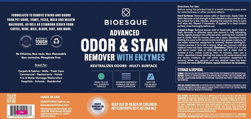 Bioesque Advanced Odor & Stain Remover with Enzymes, 32 Fl Oz (Pack of 1)