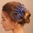 Women Royal Sapphire Opal Hair Comb, Bridal Blue Crystal Flower Wedding Accessory, Gift for Her, Party Headpiece