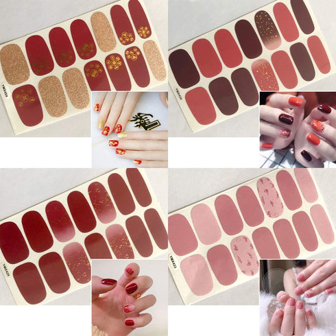 JERCLITY 24 Sheets Solid Color Nail Polish Strips, Press On Nail Stickers Full Wraps for Women