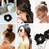 Scrunchies Black Satin Silk Hair Ties, Soft Ponytail Holders for Thick Curl Hair Accessories