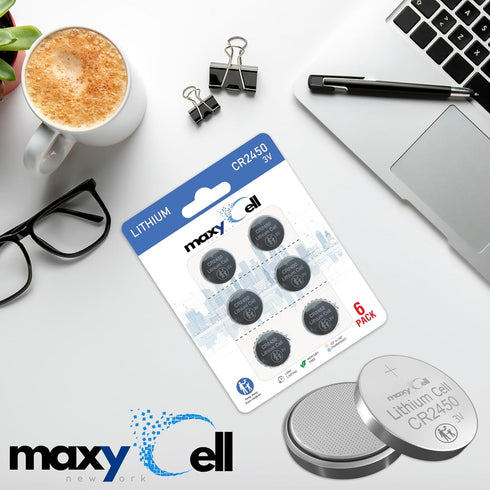 MaxyCell 2450 CR2450 3V DL2450 (6 Pack) Lithium Coin Cell Battery High-Capacity Long-Lasting Reliable Power