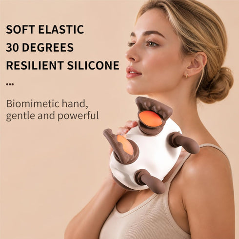 TSDRBWO 4D Neck and Shoulder Massager,Portable Shiatsu Back Massage Hand-Shaped Deep Tissue Kneading Massager with Heat