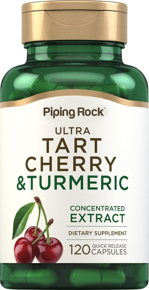 Piping Rock Turmeric and Tart Cherry Capsules | 120 Count | with Black Pepper Extract | Vegetarian, Non-GMO, Gluten Free