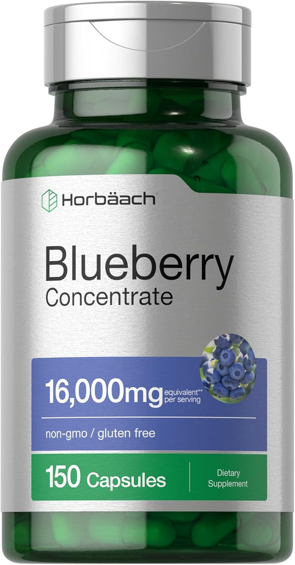 Horbaach Blueberry Extract Supplement, 150 Capsules, Blueberry Concentrate, Non-GMO, Gluten Free