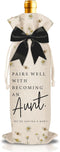 LOhgys Aunt Pregnancy Announcement Wine Bag, Pairs Well with Becoming an Aunt Daisy