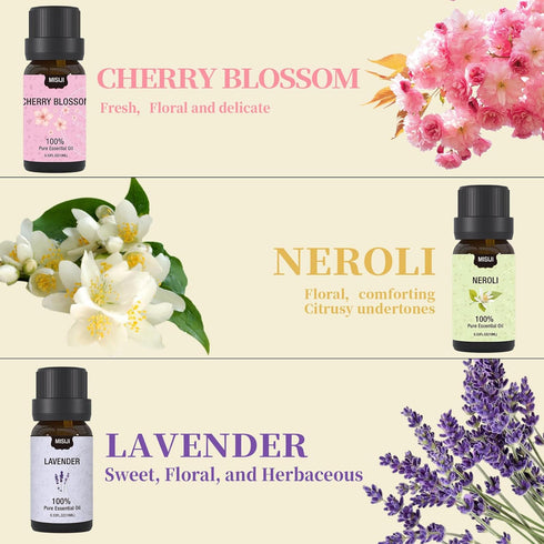 Essential Oils Set for Diffuser, Aromatherapy Oils for Home, Laundry, Candle & Soap Making, 6 X 10ML