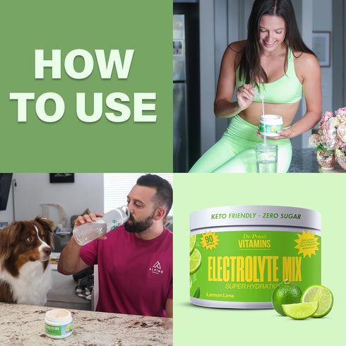 Dr. Price’s Electrolyte Mix, Sugar-Free Hydration Powder with 72+ Trace Minerals, Lemon-Lime, 90 Servings