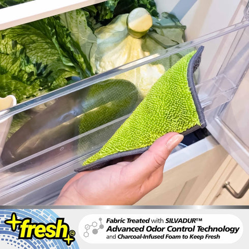 Fresh Professional Microfiber Sponge Cloths, 6-Pack with SILVADUR Odor Control Technology