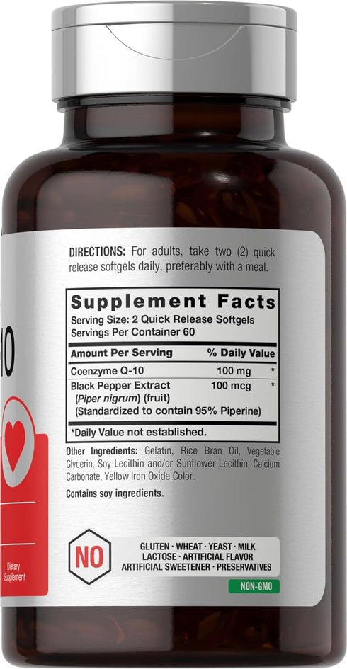 Horbaeach CoQ10 100mg Softgels | 120 Count | Non-GMO and Gluten Free Supplement