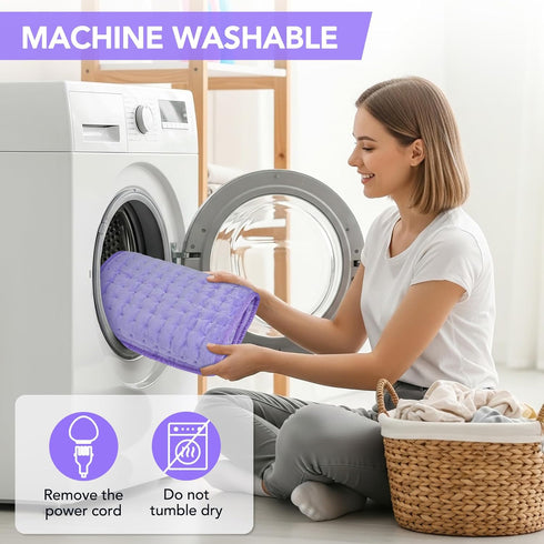 VSTKEN 33"x17" Pad,6 Settings &4 Heating Pad for Back Pain Relief - Extra Large Electric Heat Heat Auto Off, Machine