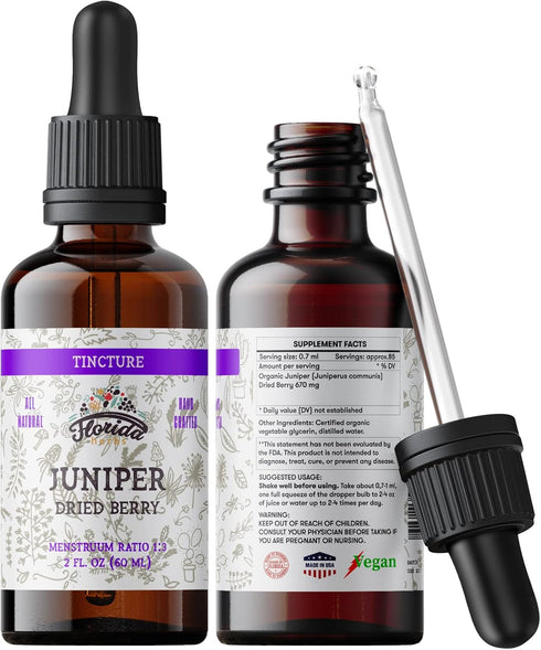 Juniper Tincture Alcohol-Free, Organic Juniper Berry Extract in Cold-Pressed Organic Vegetable Glycerin