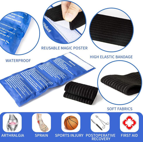 Gel Ice Packs for Injuries - Adjustable Wrap for Pain Relief, Non-Toxic Smooth Reusable, Flexible Therapy for