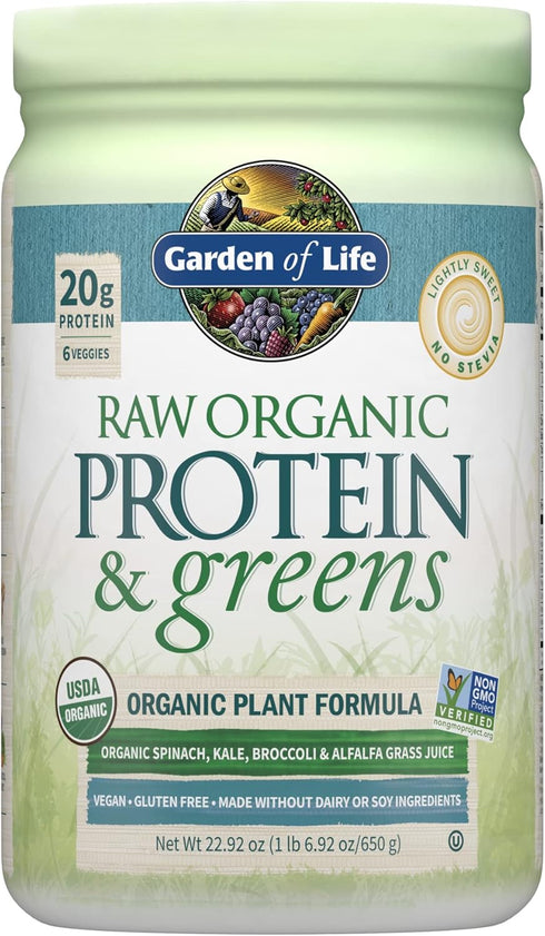 Garden of Life Raw Organic Protein & Greens - Vegan Protein Powder for Women & Men, Plant Protein, Pea Protein, Greens