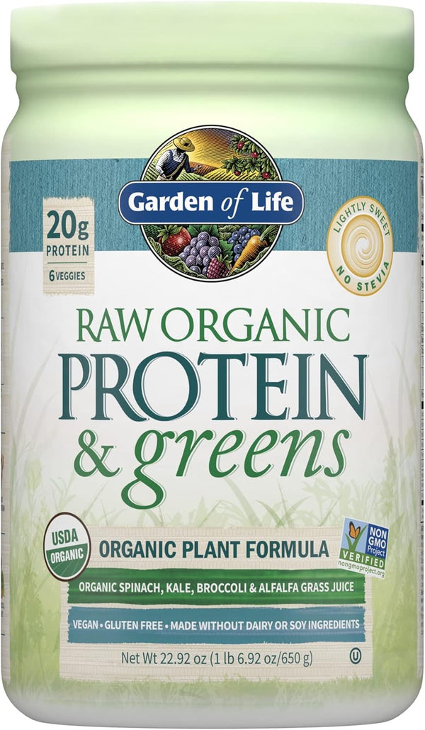 Garden of Life Raw Organic Protein & Greens - Vegan Protein Powder for Women & Men, Plant Protein, Pea Protein, Greens