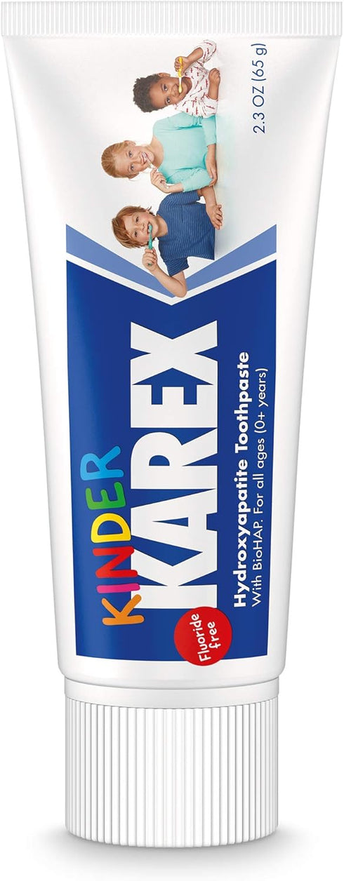 Kinder Karex Hydroxyapatite Kids Toddler Toothpaste, Fluoride Free, Clinically Tested, 2.3 oz