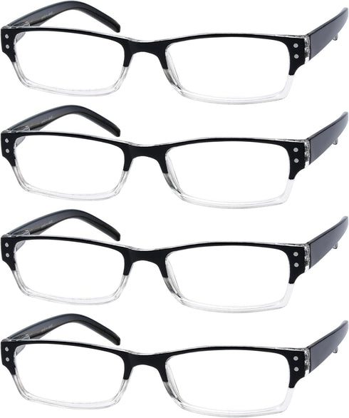 Eyekepper Reading Glasses - 4 Pack with Reading Sunglasses for Men and Women, Two-Tone Reader Eyeglasses