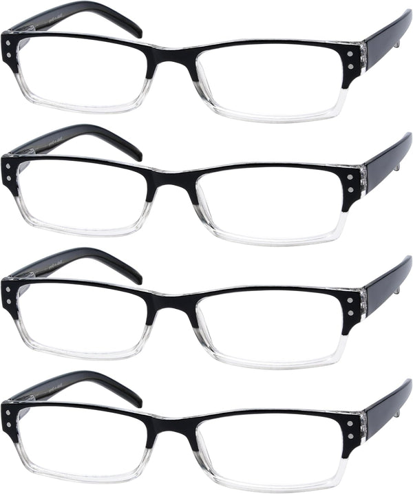 Eyekepper Reading Glasses - 4 Pack with Reading Sunglasses for Men and Women, Two-Tone Reader Eyeglasses