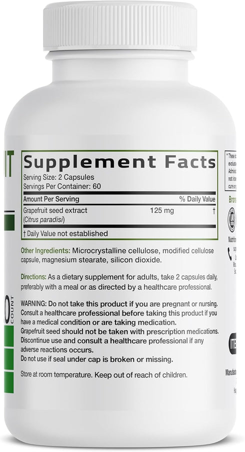 Immune 120 Bronson Grapefruit Seed Extract Citrus per Serving Paradisi Supports Health & Helps Maintain a Healthy
