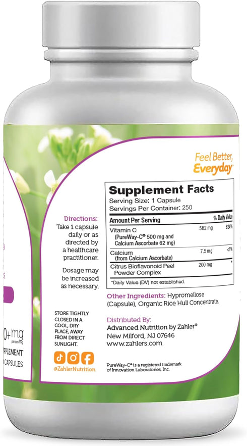 Zahler Vitamin C 500mg, Highly Absorbable PureWay-C, Kosher, 250 Capsules