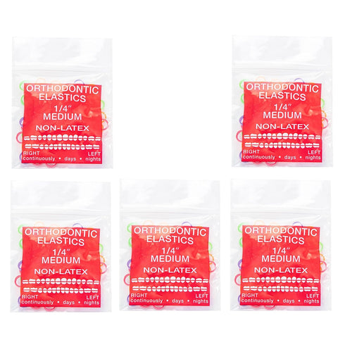 JMU Orthodontic Elastics 1/4 Medium, 500 Pack Non-Latex Intraoral Elastic Bands, Neon Dental Rubber Bands Made in USA