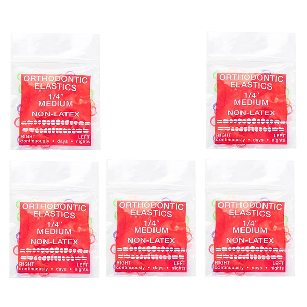 JMU Orthodontic Elastics 1/4 Medium, 500 Pack Non-Latex Intraoral Elastic Bands, Neon Dental Rubber Bands Made in USA