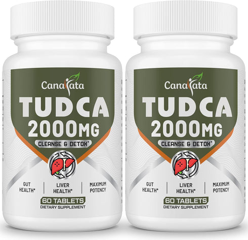 TUDCA Liver Supplements 2000mg - Strong Bile Salts for Liver Detox & Cleanse - 60 Days Supply Tablets