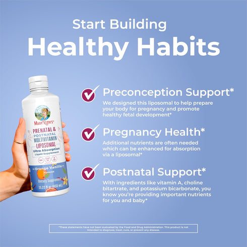 MaryRuth Organics Prenatal & Postnatal Multivitamin for Women | Vegan, Non-GMO, Gluten Free, 30 Servings, Sugar Free