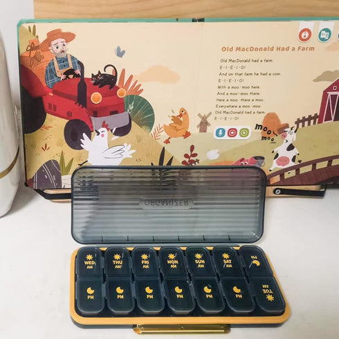 7-Day Pill Case, Travel Organizer for Medicine, Large Capacity for Vitamins, 14 Cells, 2 Times a Day