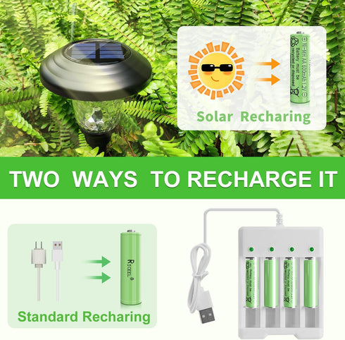 Rechargeable AA Batteries for Solar Lights, 600mAh 1.2V, 12PCS AA Rechargeable Batteries