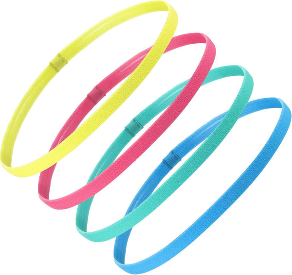 Sumind 4 Pieces Thick Non-Slip Elastic Sport Headbands - Men Thin Football Hair Headbands for Women