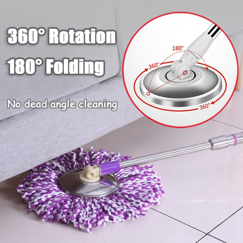 Extended Spin Mop Replacement Handle, Upgraded 60-inch 360 Degrees Rotating Telescopic Mop Stick for Cleaning System