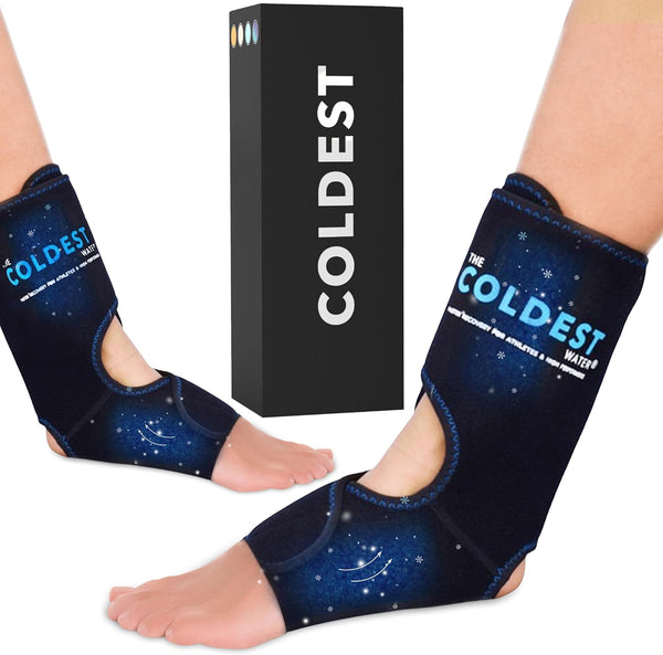 Coldest Foot Ankle Achilles Pain Relief Ice Wrap with 2 Cold Gel Packs - Best for Tendon Injuries & Sore Feet